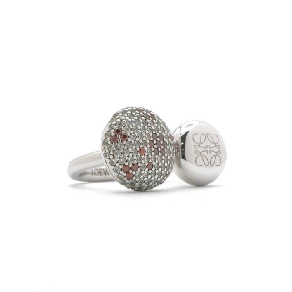 Loewe Ring Silver Anagram Rhinestone